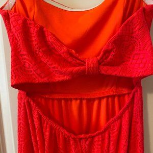 Hot pink lace maxi dress